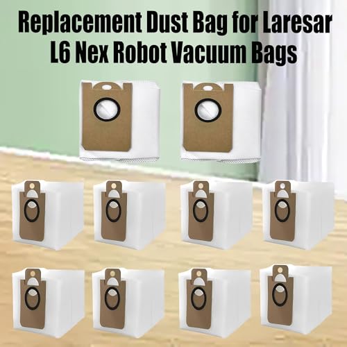 10 Pack Dust Bags for Laresar L6 Nex, Airzeen/Honiture Q6 SE Robot Vacuum