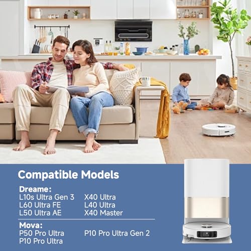 Accessories for Dreame L10s Ultra Gen 3/L50 Ultra AE/X40 Ultra/L40 Ultra /X40 Master,Replacement Parts for P70 Pro Ultra/Mova P50 Pro Ultra/Mova P10 Pro Ultra Include: 1 Main brush,4 Carbon HEPA filte - size: X40