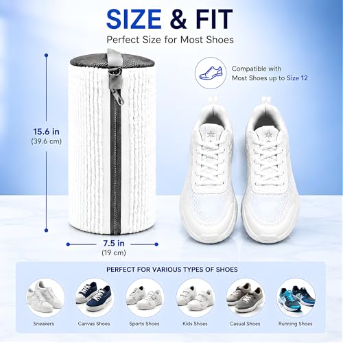 GEWON Shoe Washing Machine Bag for Sneakers, 360° Deep Cleaning, 2 Shoe Bags, 4 Dust Bags - color: white