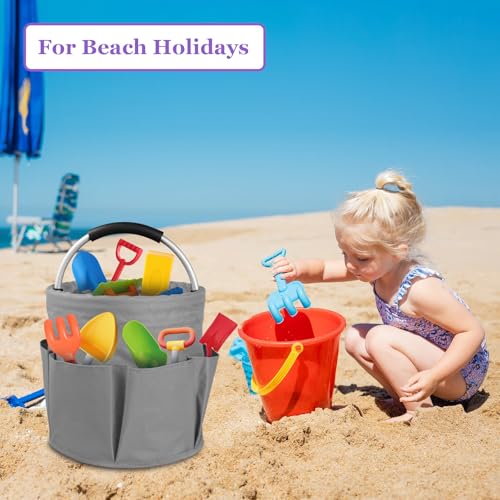 2Pcs 17L Foldable Cleaning Caddy Tote with Handle for Camping, Dark Gray - color: Dark Gray, size: 2PCS