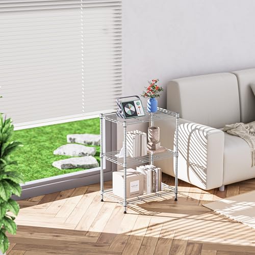 IZEUK 3 Tier Shelf, Heavy Duty Steel Wire Shelving Unit for Home, Kitchen, Laundry Room Organization, Office Storage Rack (17.7" W x 11.8" D x 26.3" H, 450LBS, Chrome) - color: Chrome, size: 3 Tier, 11.8" D x 17.7" W x 26.3" H