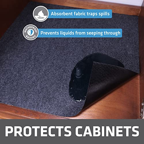 Drymate Premium XL Under Sink Mat, Waterproof Cabinet Protection Mats for Kitchen & Bathroom, Absorbent Shelf Liners, Slip-Resistant, Machine Washable (USA Made)(24”x59”)(Charcoal)(12-Pack) - color: Charcoal, size: 24"W x 59"L (12-Pack)