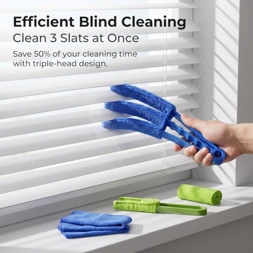 2 Pack Blind Cleaner Duster with 2 Reusable Microfiber Sleeves