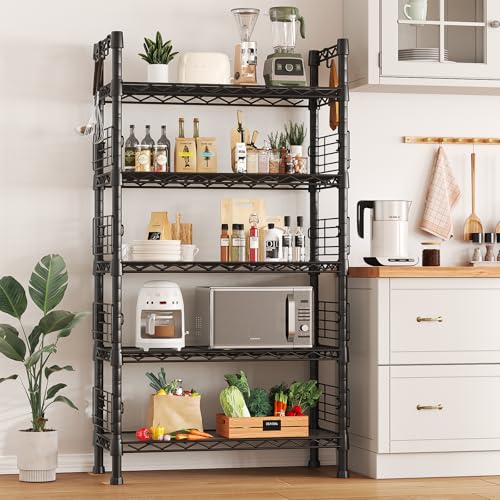 FUTASSI Large Metal Storage Rack, Storage Organizer Shelves for Kitchen - color: Black, size: 9.4 x 29.5 x 59.2