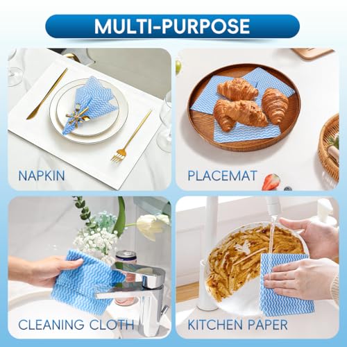 Disposable Dish Cloths,100Pcs, Reusable Kitchen Cleaning Cloths Dish Cloth 11.8X11.8 inch, Disposable Dish Towels for Kitchen, Household Cleaning Yellow