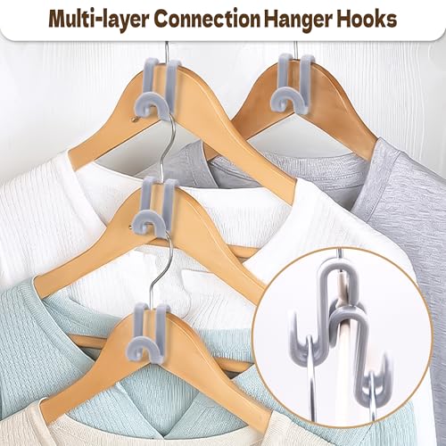 Mlici 60 Pcs Space Saving Hanger Connector Hooks for Closet Organizer, Gray - color: Gray