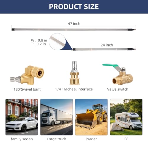 2pcs 47" & 24" Portable Radiator Cleaning Wand, Dual Water & Air Radiator Cleaner Wand, 4500 PSI Radiator Cleaner w/Pressure Washer Gun Adapter for Cars, Trucks, Trailers, Heavy Machinery and Others