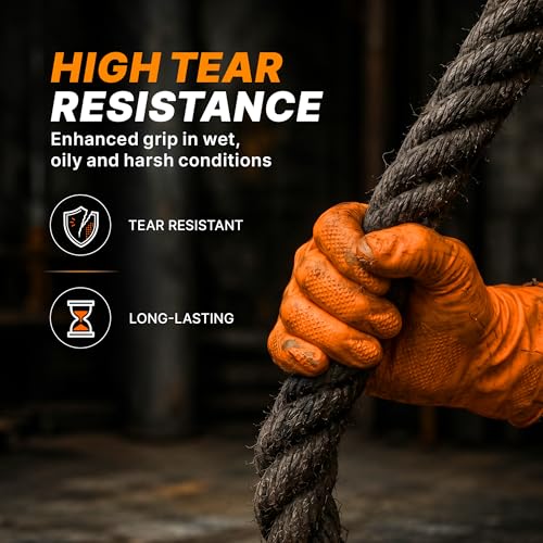 TitanFlex Heavy Duty Industrial Orange Nitrile Gloves, 8-mil, Gloves Disposable Latex Free with Raised Diamond Texture Grip, Powder Free, Rubber Glove, Mechanic Gloves,1000-ct Case (Large) - color: 03 8mil (1000ct), size: Large