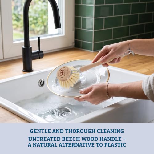Redecker Dish Brush, Tampico Fiber, 1-1/2 Inch Round, Single – Wooden Dish Scrub Brush for Everyday Cleaning, Untreated Beechwood, Made in Germany - size: Single Unit, 1-1/2-Inches Diameter