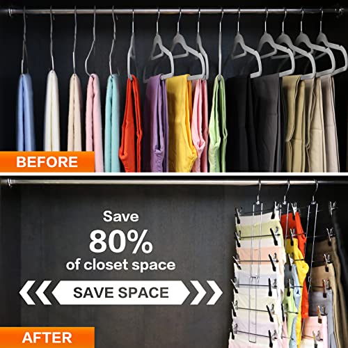 3 Pack Pants-Hangers-Space-Saving, 6 Tier-Closet-Organizers-and-Storage - color: 3 Pack-silver