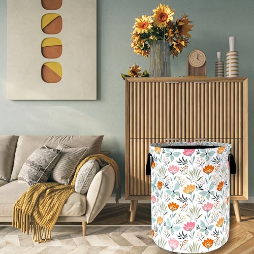 Beautiful Floral Laundry Basket Oxford Cloth Foldable Hamper 18.9x16.5Inch - color: Cute Floral Beautiful Flowers