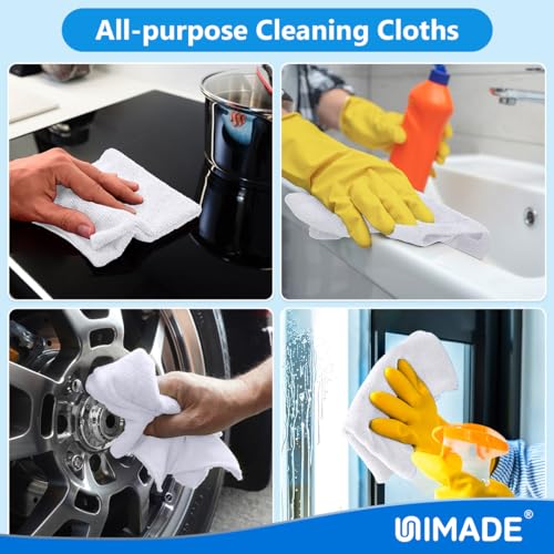 UNIMADE Microfiber Cleaning Cloth, 10 Pack Reusable Microfiber Towels - color: White, size: 10PK