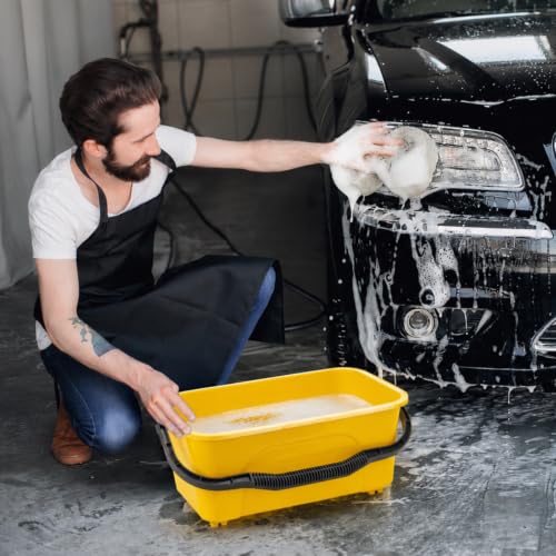 Bucket for Cleaning, 3 Gallon Rectangle Water Bucket for Car and Window Washing, Yellow - color: Yellow