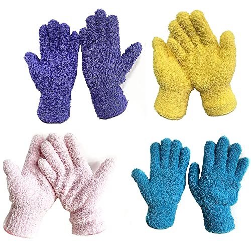 SagaSave Multi-Function Microfiber Gloves Cleaning Dusting Coral Fleece Home Cleaning Gloves Truck Auto Gloves - color: Purple