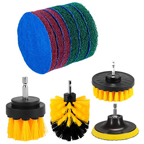 Kichwit 4 Inch Drill Power Brush Tile Scrubber Scouring Pads Cleaning Kit - size: 4 Inch + 2 Inch