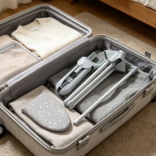 Garment Steamer Rack and Garment Ironing Glove for Clothes Adjustable Garment Hanger Standing Adjustable Steamer Stand for Clothes Foldable Iron stand with Ironing Glove for Steaming Clothes 32-63Inch - color: Gray 2PCS