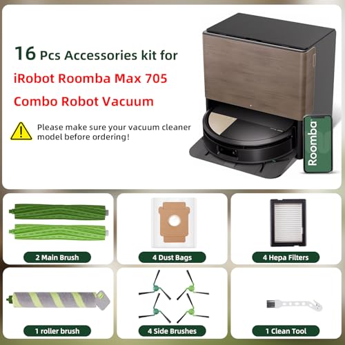 18 Pcs Accessories kit for iRobot Roomba Max 705 Combo Robot Vacuum - size: 16PCS for iRobot 705 Combo