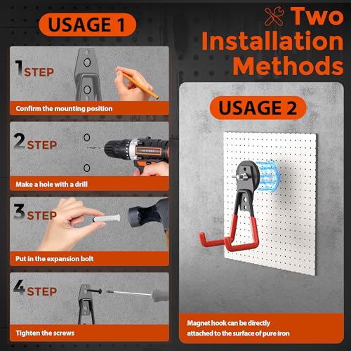 6 Pack Large Magnetic Hooks Heavy Duty, Strong Magnet Storage Hooks - color: 6 Pack-Orange