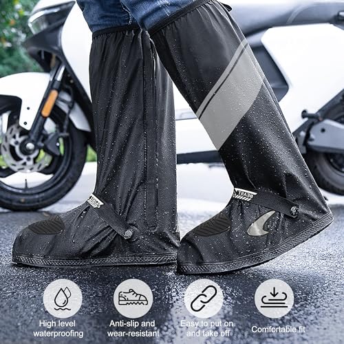 Waterproof Shoe Covers Motorcycle Rain Shoe Cover Reusable Rain Boot Rainproof Shoes Cover for Men and Women - size: Medium