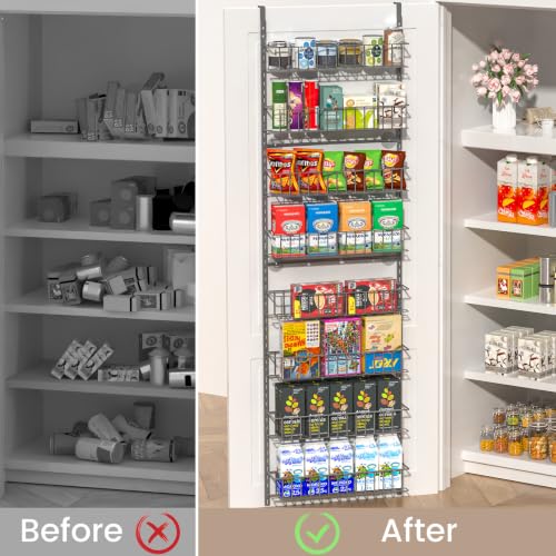 ElegantArray 8-Tier Pantry Door Organizer, Deep Gray - color: Deep Gray, size: 8-Tier