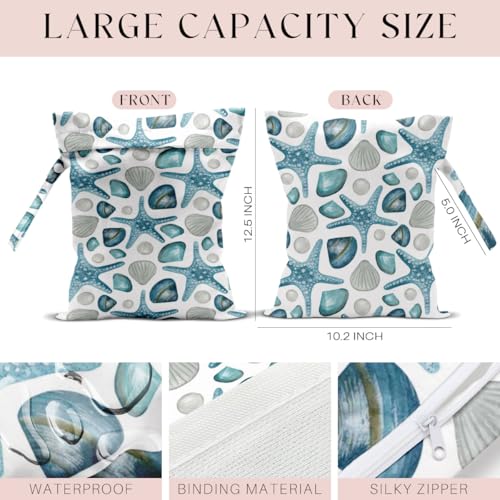 3 Pcs Wet Bag, Wet Dry Bag, Waterproof Bag, Small Laundry Bag, Wet Bag for Pool, Beach, Swimsuit, Makeup Bag, Diapers,Cruise Ship Essentials,Beach Accessories Travel for Women - color: 3PCS Starfish 1