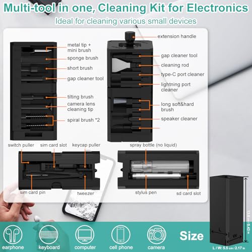VICHYIE 32 in 1 Multi-Function Cleaning Kit for Electronic Devices (Black) - color: Black