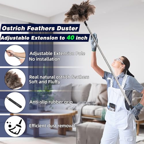 Soarer Extendable Ostrich Feather Duster,40inch,Handle Duster for Cleaning - color: 40inch Single