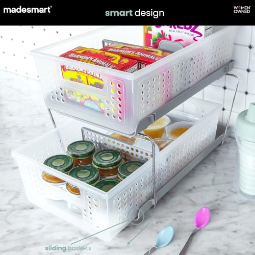 madesmart Two Tier Pull Out Organizer, Frost - color: Frost + Dividers, size: 1-Pack