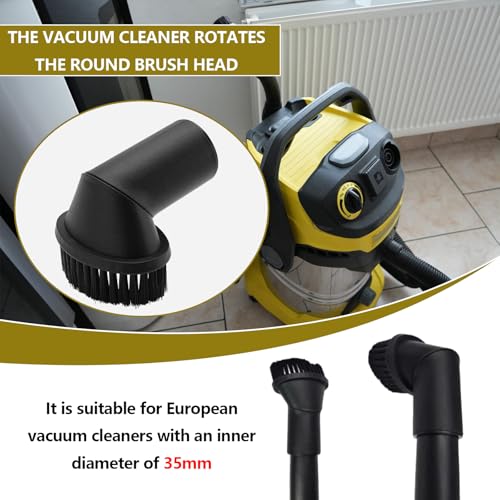 2pcs Vacuum Cleaner Brush Round Dust Brush Vacuum Cleaner Attachment Round Dust Brush Compatible with 35mm/1.38in Inner Vacuum Cleaner