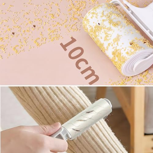Reusable Lint Roller 2 Pack, Washable Sticky Lint Roller with Cover for Pet Hair, Portable Travel Lint Remover for Clothes, Purse, Furniture, Car, Large Mini Lint Brush for Home and Travel (White) - color: White