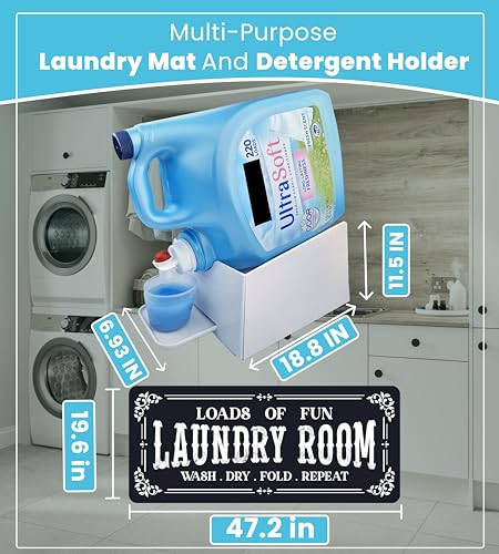 Skywin Laundry Detergent Holder with Laundry Room Rug Runner - color: Kit