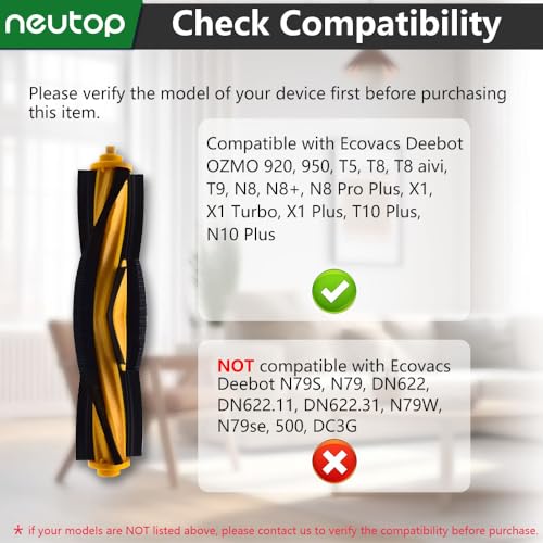 Brush Rollers for Ecovacs Deebot 920 T5 T8 T9 X1 T10 N10, 2-Pack - color: 2 Main Brushes