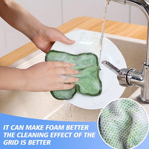 KinHwa Dish Cloths for Washing Dishes with Scrub Side, Microfiber Dish Rags - color: Green, size: 7inchx7inch