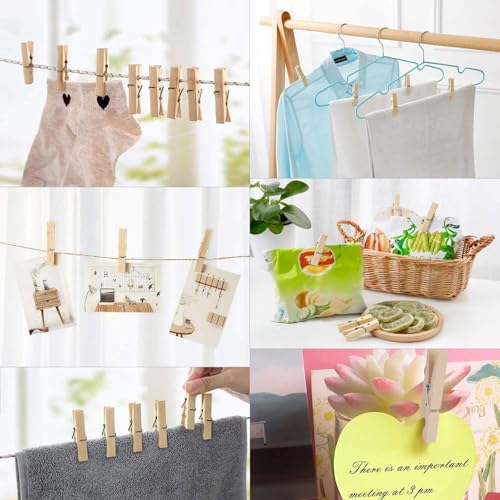 100pcs Clothes Pins Wooden Clothespins 3inch Heavy Duty Wood Clips for Hanging Clothes Pictures Outdoor - color: Wood-100pcs-3 Inch