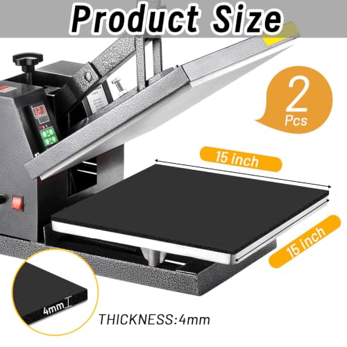 UNIFAMILY 2pack Heat Press Mat 15x15IN, Black Silicone Heat Press Pad, Washable Double-Sided Heat Mat for Heating Press for Vinyl HTV Transfer, T-Shirt Iron, Heat Press Mats - color: Black