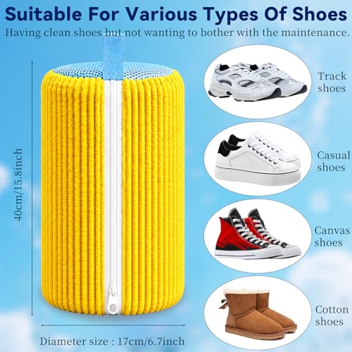 Shoe Washing Machine Bag Laundry Shoe Bag for Washer and Dryer Reusable 2pc Shoe Cleaning Bags for Sneakers 360° Deep Cleaning Machine for All Shoes Types With Self-locking Zipper