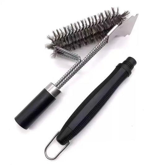 Grill Brush with Scraper, 18 Inch Adjustable Handle, Stainless Steel Bristles, Black, Detachable Handle, for BBQ Grill Cleaning