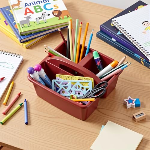 Kathfly 12 Pack Classroom Caddy Organizer with Handle Bulk, Deep Color - color: Deep Color