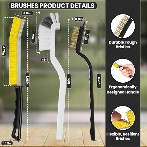 8 Pcs Crevice Cleaning Brush Set Hard Bristle Tools for Narrow Spaces - color: Pack of 8 - Assorted Colors - Set B