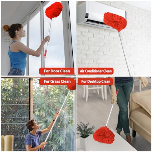 FONUNO Ceiling Fan Cleaner Duster High Ceiling Extended Fan Blade Cleaner - color: Red