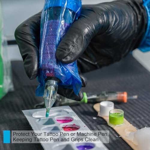 200pcs Tattoo Pen Machine Covers 7.5x2.7 Inch Tattoo Machine Covers Bags Sleeves for Cartridge Pen Tattoo Machine Accessories, Kits & Supplies (Large) - color: Clear Blue