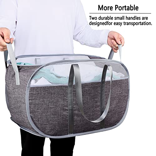 Pop Up Laundry Hamper,with Durable Handles collapsible laundry basket,Easy to Open and Fold for college Dorm,kids room,travel (Gray)… - color: Gray