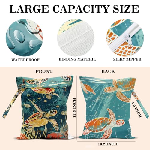 Wet Dry Bags Wet Bags Dirty Laundry Travel Bag Nostalgic Turtle Waterproof Zipper Bag for Swimsuit Travel Beach - color: Nostalgic