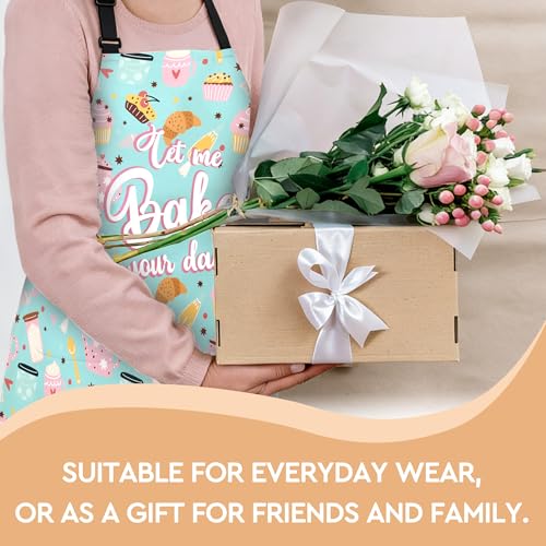 Adjustable Baking Aprons for Women - Cooking Aprons for Women with Pockets, Perfect for Baking Cooking Gradening - color: Blue Bake