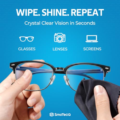 SmoTecQ 6 Pack Premium Microfiber Glasses Cleaning Cloths - Ultra Soft & Scratch Free for Eyeglasses, Sunglasses, Camera Lenses, Tablets & Screens - Washable & Reusable - size: 6 Pack