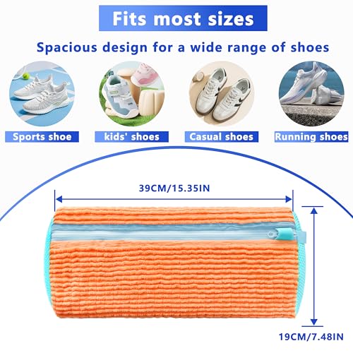 2Pcs Reusable Shoe Washing Machine Bag for Washer and Dryer:Free Up Hands, Prevent Deformation,shoe bag with Zipper Protection Design, Use for all Shoes,Sports Shoes(Yellow) (A-Orange) - color: G-2Pcs-Orange