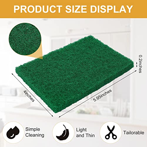 100 Pcs Scouring Pads, Heavy Duty Scour Pads, 4 x 5.95 Inch, Green