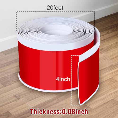 Vinyl Baseboard Molding Trim 4 Inch x 20 Feet Peel and Stick Baseboard Trim Flexible PVC Cove Base Moulding Self-Adhesive Trim for Garage Bathroom Cabinet Floor Walls, White - color: White, size: 4Inch x 20Ft