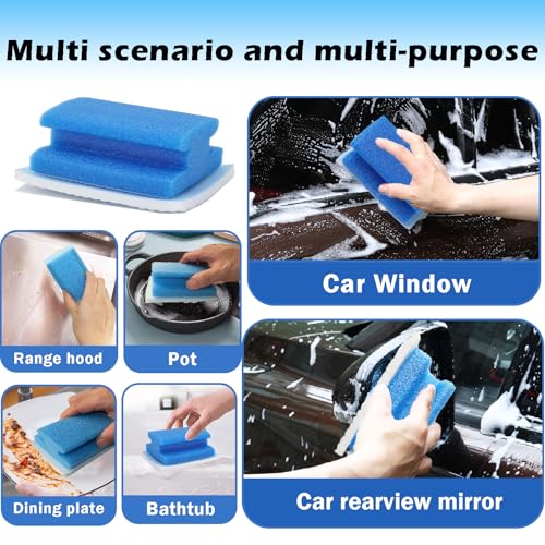 Magic Sponge with Handle | 2Reusable Handle+10Refill Pads | Multi-Use Clean
