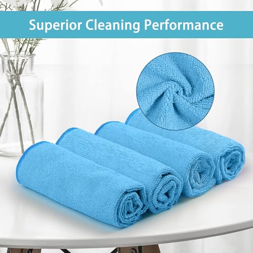HOMEXCEL 100PK Microfiber Cleaning Cloth, Cleaning Rag for Home, 11.5x11.5 - color: Blue